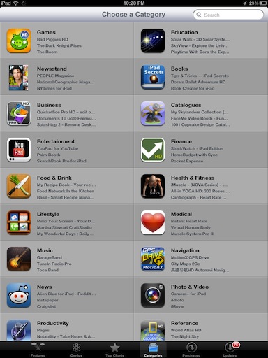iPad-app-store-categories