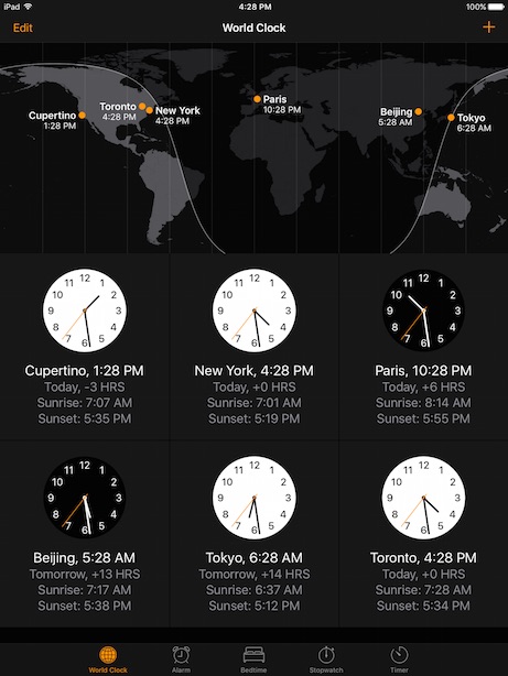 iPad World Clock city added
