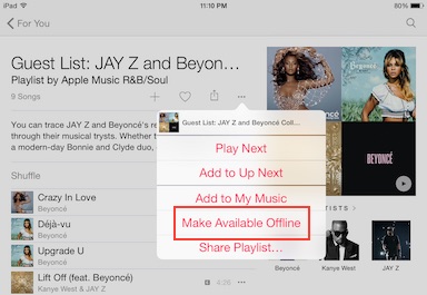 apple music make available offline