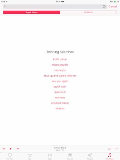apple music searching artists songs